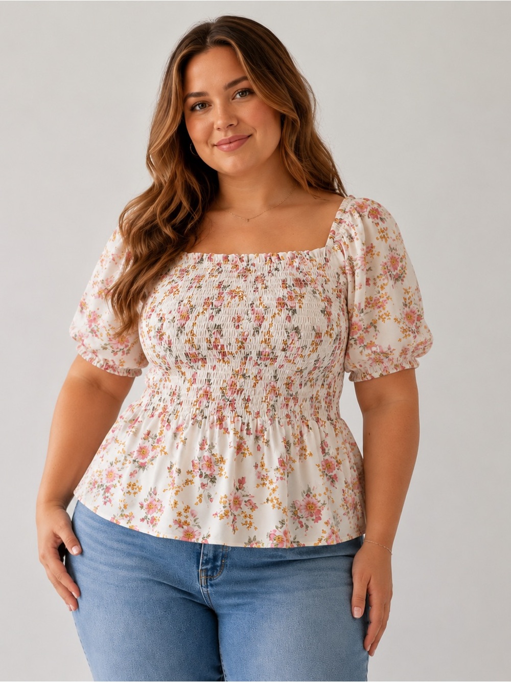 Ricki's Floral Smocked Puff Sleeve Top XXL